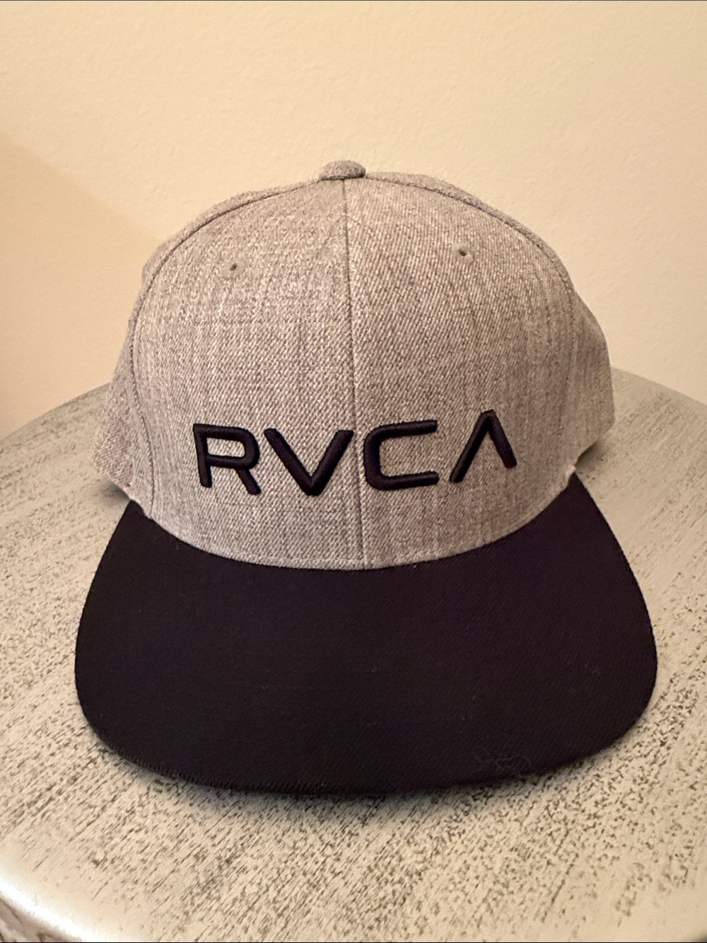 RVCA Two-Tone Heather Gray and Black Snapback Hat